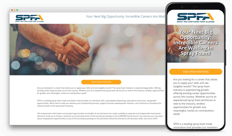 SPFA Careers Page Mockup